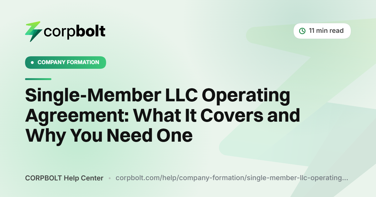 Single-Member LLC Operating Agreement (Free Template)
